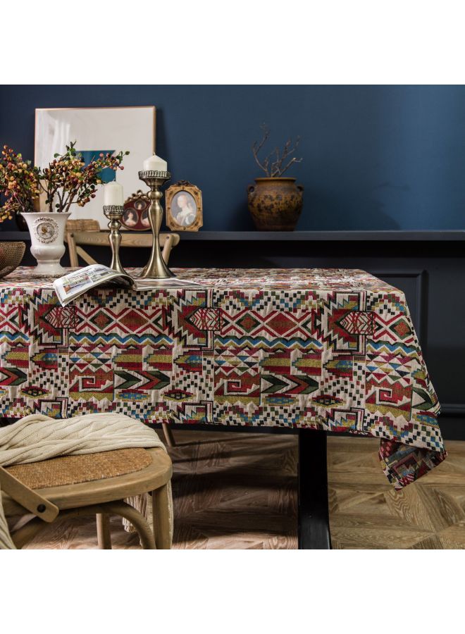 general Colorful Jacquard Tablecloth With Double-sided Patterns, Thick Table Cover, Geometric Bohemian Style - Image 1